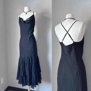 Vintage 1990’s Black cowl neck dress